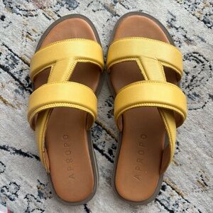 Women’s Yellow Dual-Strap Slide Sandals